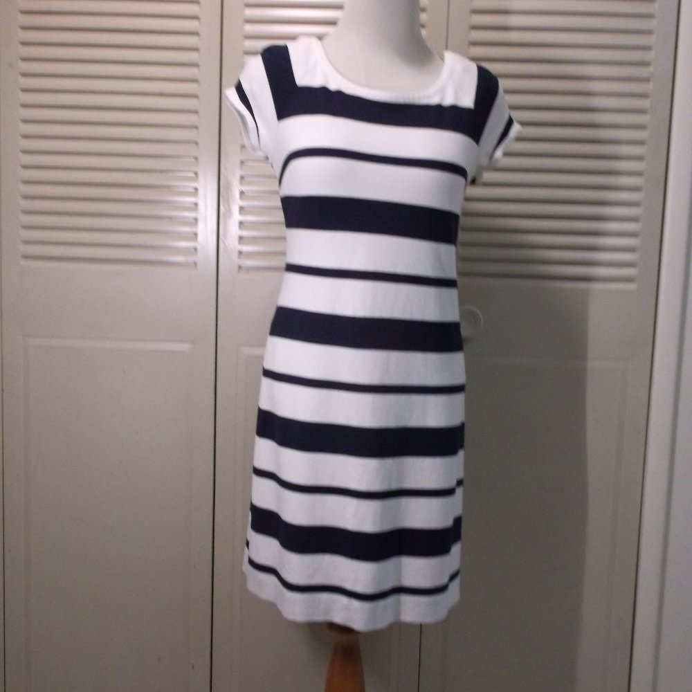 Banana Repulic Navy Cream strip Knit Dress 4